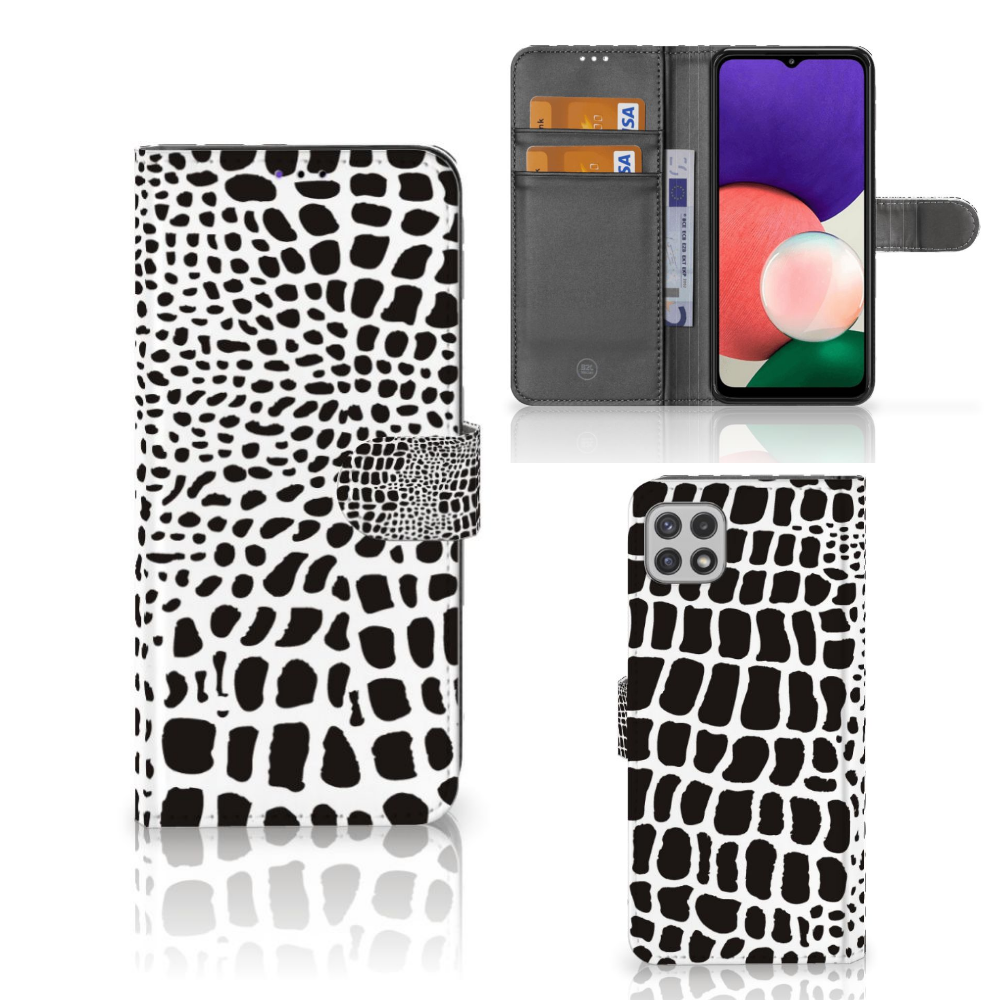 Samsung Galaxy A22 5G Telefoonhoesje met Pasjes Slangenprint