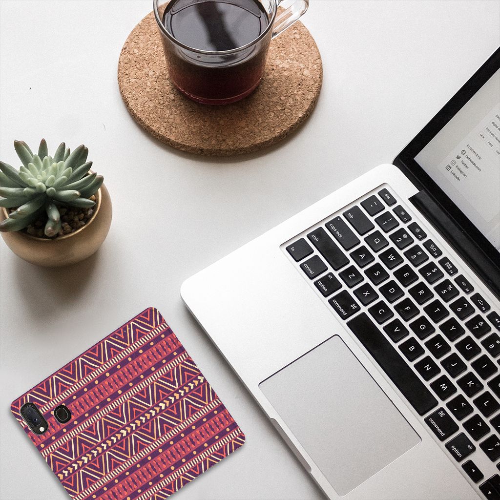 Samsung Galaxy A20e Hoesje met Magneet Aztec Paars