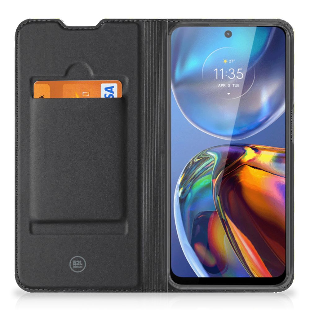 Motorola Moto E32 | Moto E32s Hoesje met Magneet Waves Yellow - B2C Telecom