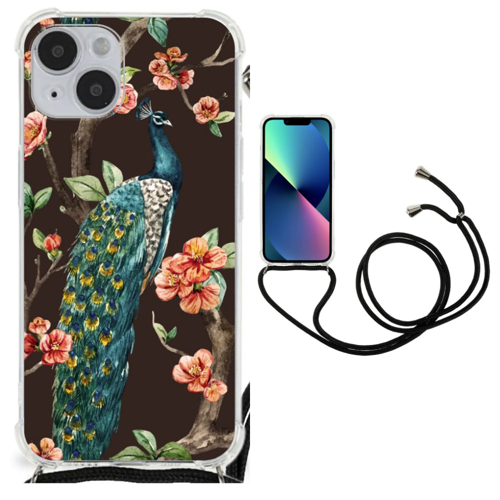 iPhone 14 Plus Case Anti-shock Pauw met Bloemen