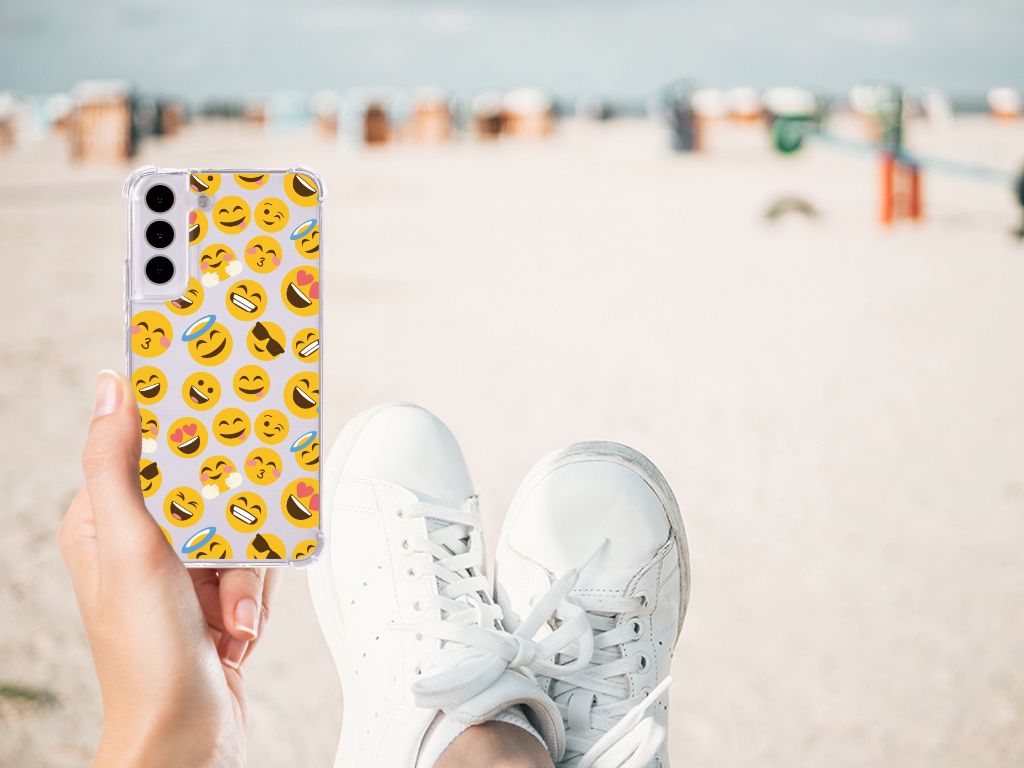 Samsung Galaxy S22 Doorzichtige Silicone Hoesje Emoji B2C Telecom