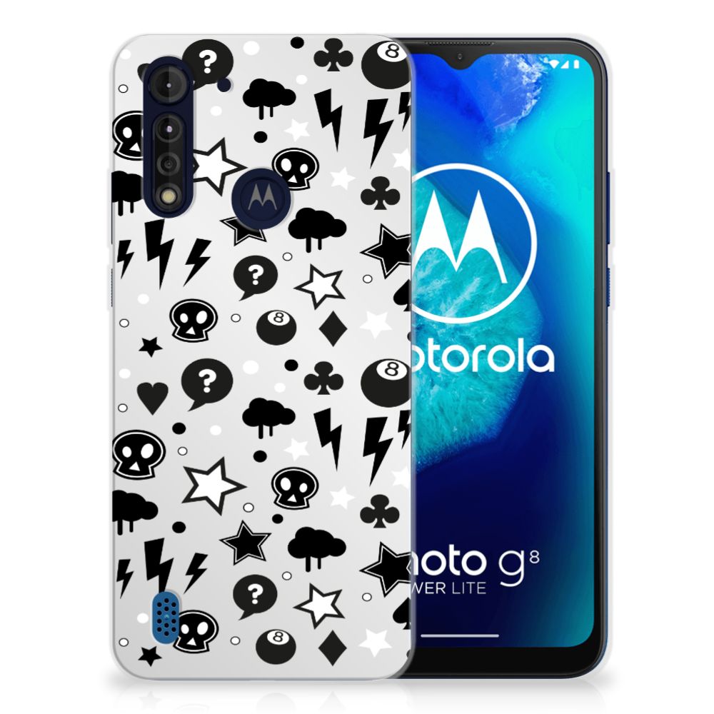 Silicone Back Case Motorola Moto G8 Power Lite Silver Punk B2C Telecom