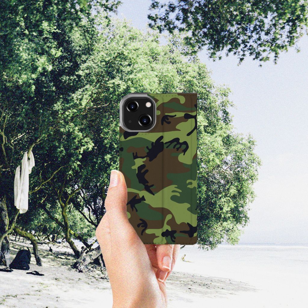 iPhone 14 Hoesje met Magneet Army Dark