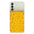 Samsung Galaxy A14 5G Siliconen Case Bier met bierprint en druppels op een transparante achtergrond.