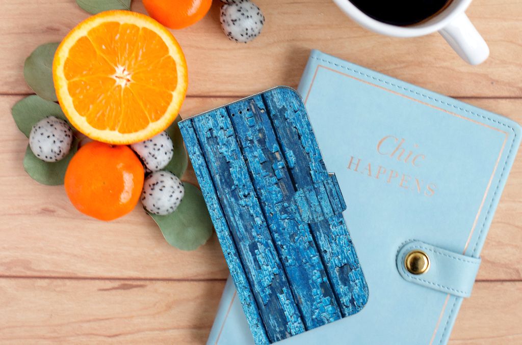 iPhone 14 Plus Book Style Case Wood Blue