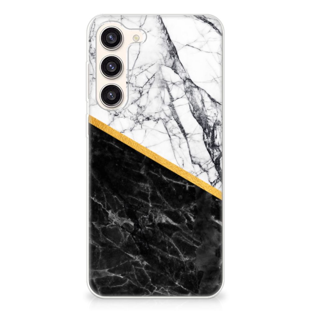 Samsung Galaxy S23 Plus TPU Siliconen Hoesje Marmer Wit Zwart - Origineel Cadeau Man B2C Telecom