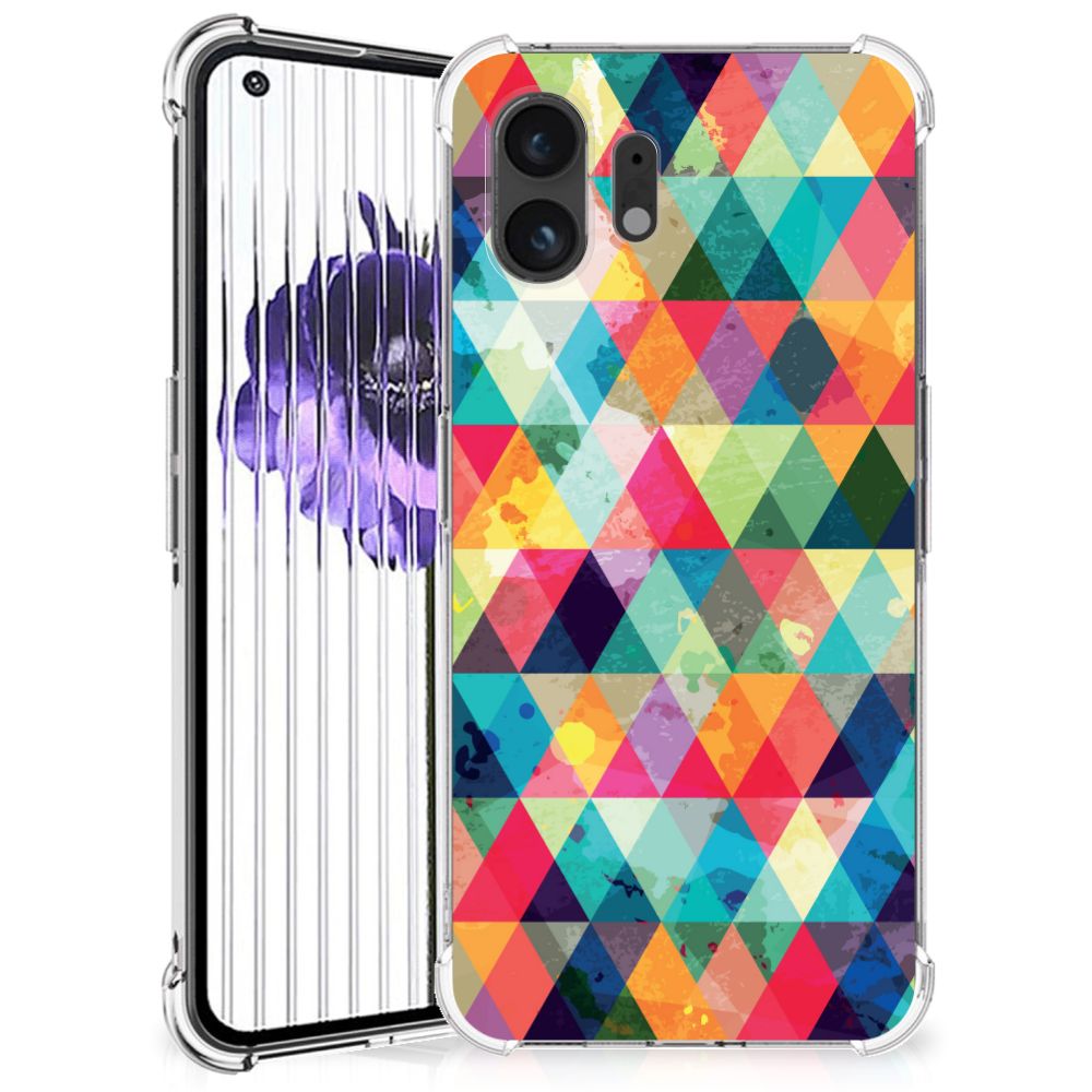 Nothing Phone (2) Doorzichtige Silicone Hoesje Geruit B2C Telecom