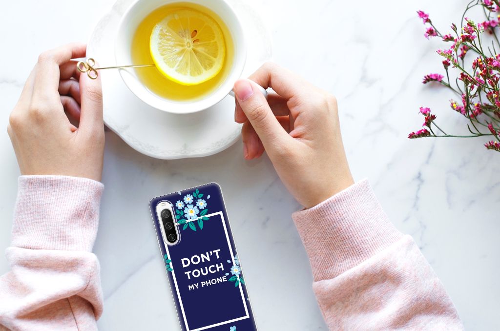 Sony Xperia 10 IV Silicone-hoesje Flowers Blue DTMP B2C Telecom