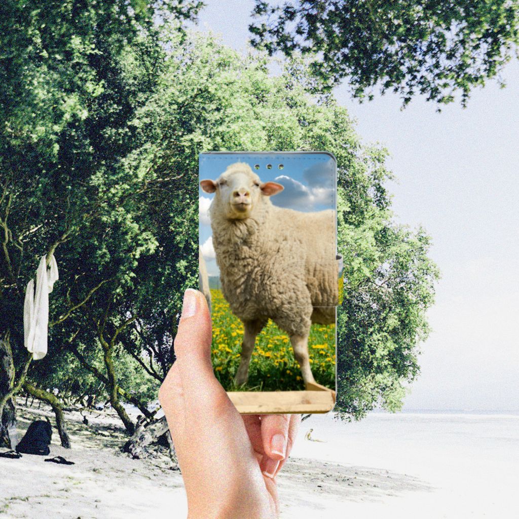 Sony Xperia XZ1 Telefoonhoesje met Pasjes Schaap en Lammetje