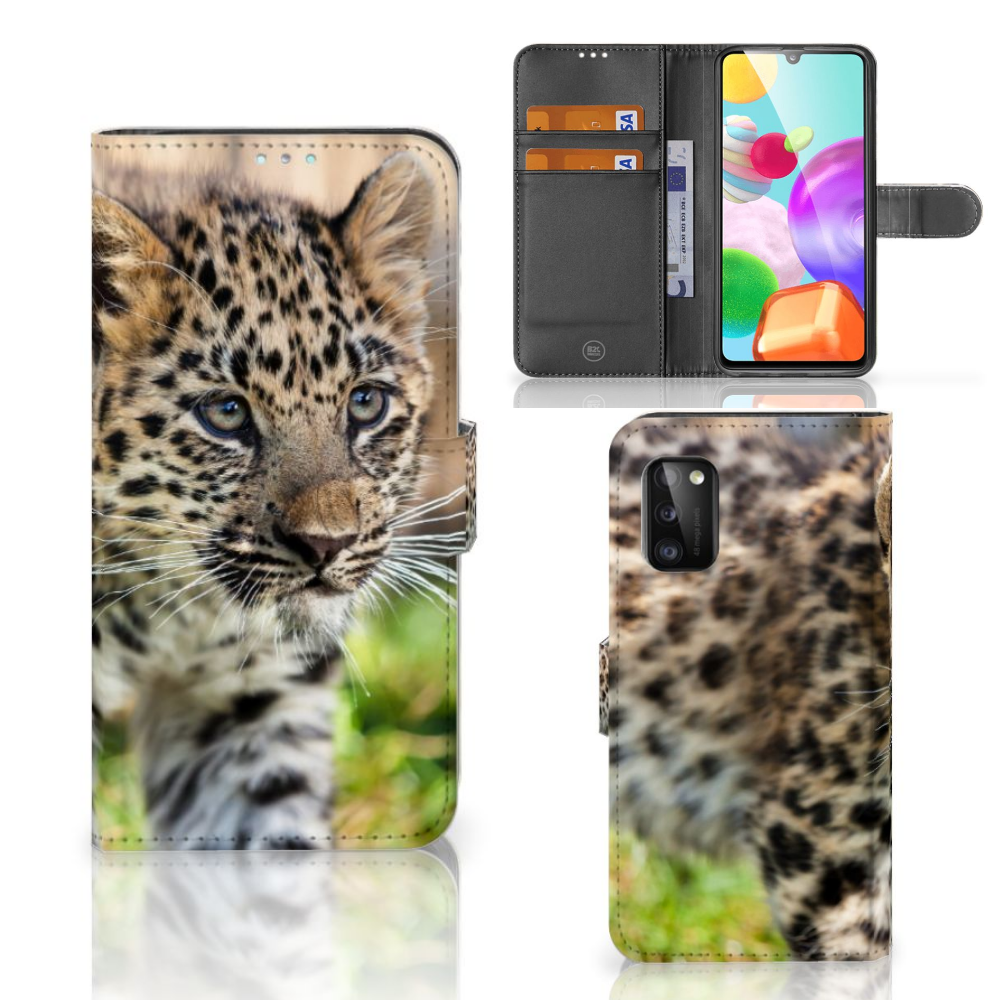 Samsung Galaxy A41 Telefoonhoesje met Pasjes Baby Luipaard
