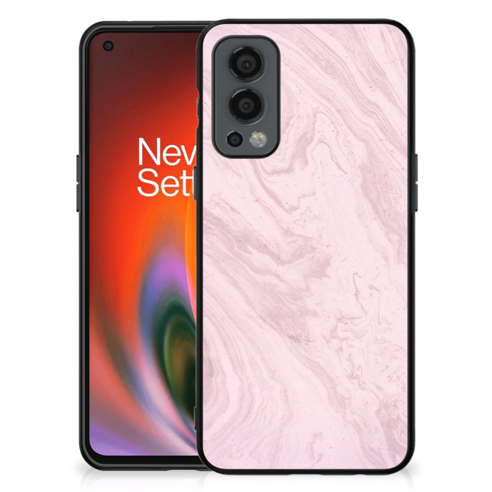 OnePlus Nord 2 Marmeren Print Telefoonhoesje Marble Pink - Origineel Cadeau Vriendin