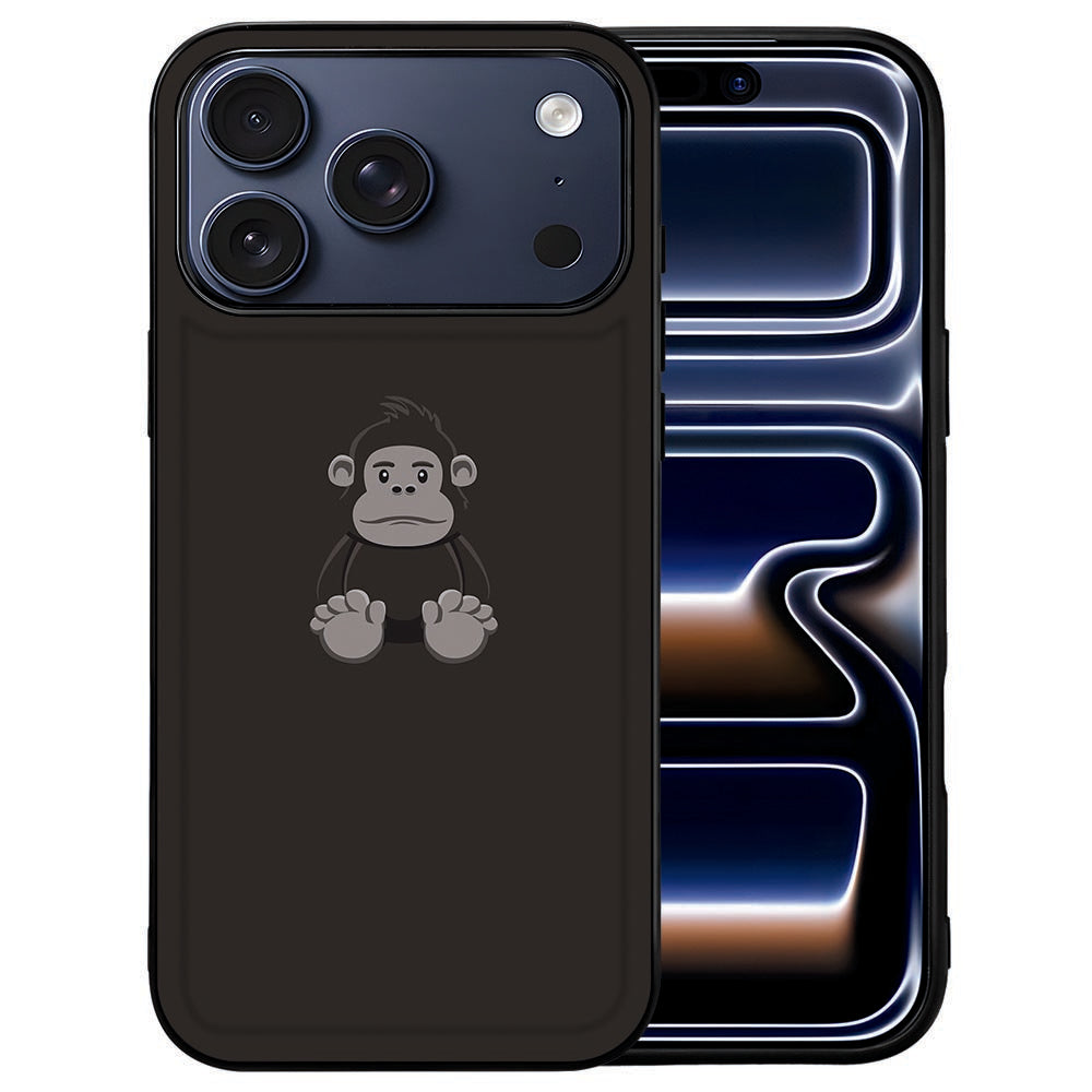 Gorilla iPhone 18 Pro backcover met bruine gorilla-illustratie op kunstleren achterkant