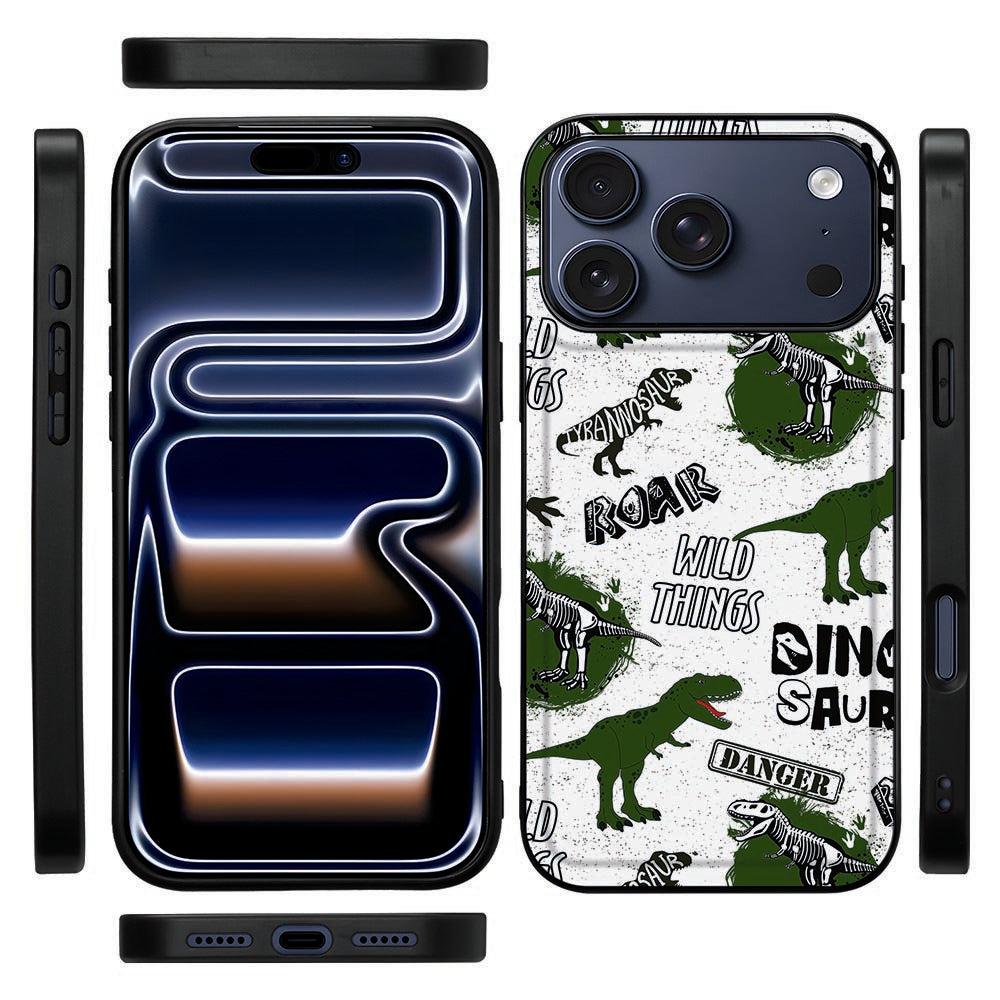 Zwarte TPU-rand en zijkant van het Dinosaurus hoesje voor de iPhone 18 Pro