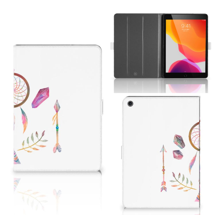 Hippe Tablet Hoes Boho Dreamcatcher - collage met voor-, achter- en binnenkant