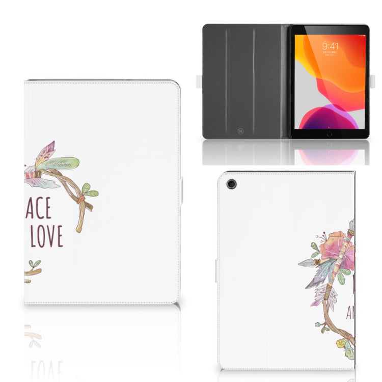 Hippe Tablet Hoes Boho Text - collage met voor-, achter- en binnenkant