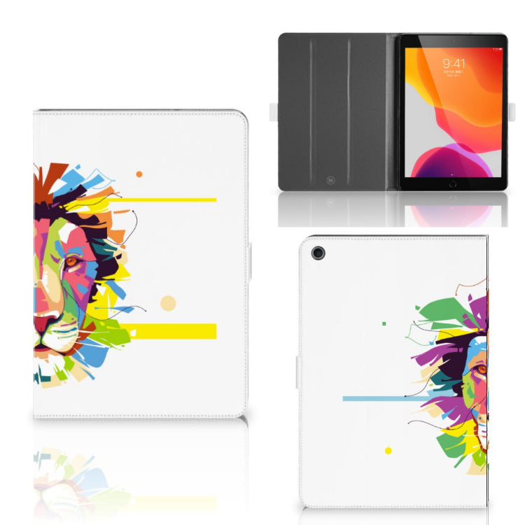 Hippe Tablet Hoes Lion Color - collage met voor-, achter- en binnenkant