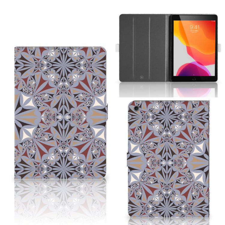 Leuk Tablet hoesje Flower Tiles - collage met voor-, achter- en binnenkant