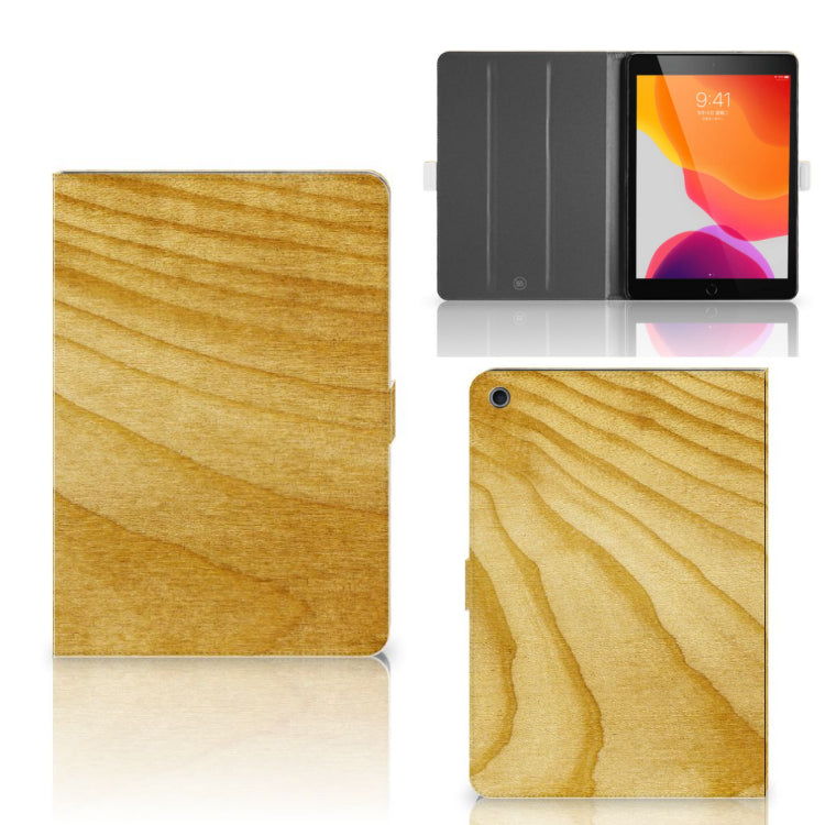 Tablet Book Cover Licht Hout - collage met voor-, achter- en binnenkant