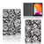 Tablet Cover Black Flowers - collage met voor-, achter- en binnenkant