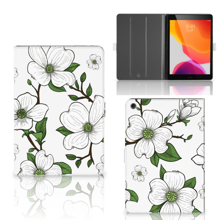 Tablet Cover Dogwood Flowers - collage met voor-, achter- en binnenkant