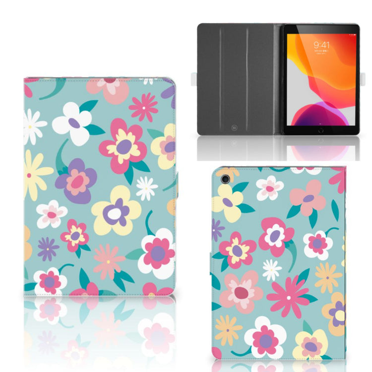 Tablet Cover Flower Power - collage met voor-, achter- en binnenkant