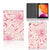 Tablet Cover Pink Flowers - collage met voor-, achter- en binnenkant
