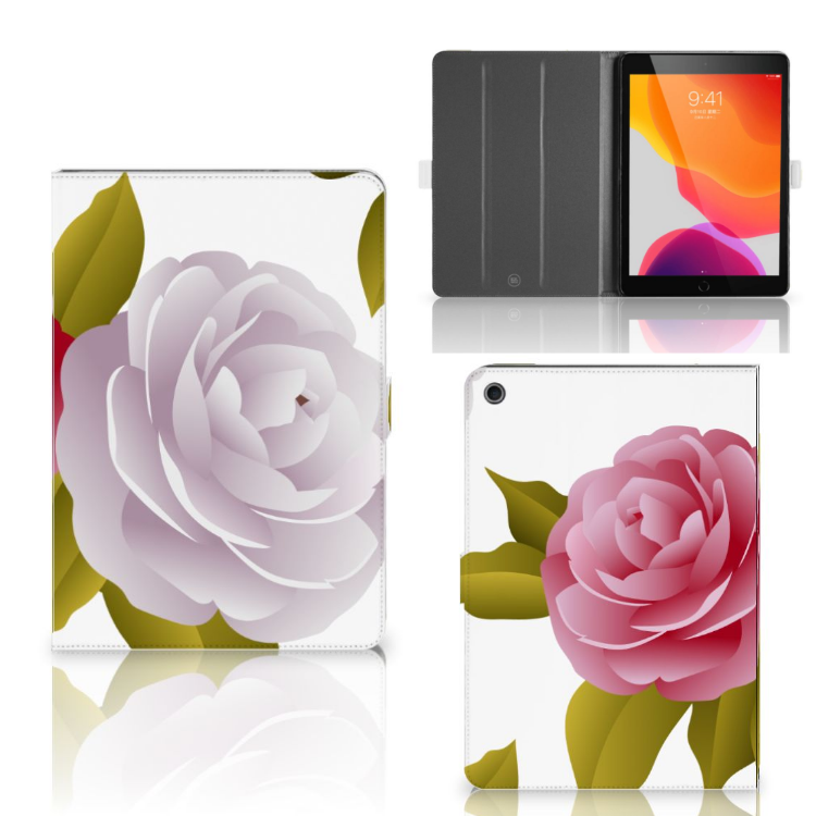 Tablet Cover Roses - collage met voor-, achter- en binnenkant