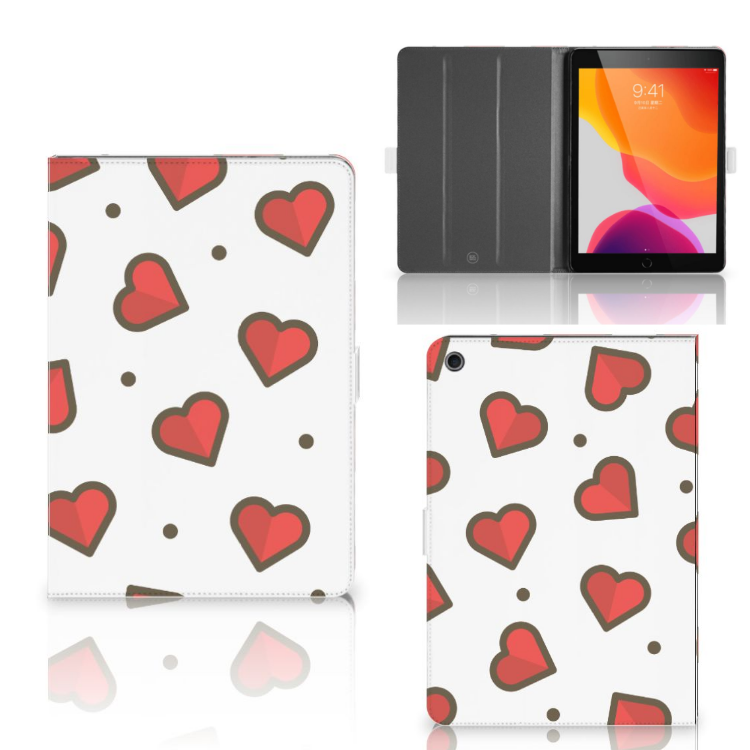 Tablet Hoes Hearts - collage met voor-, achter- en binnenkant