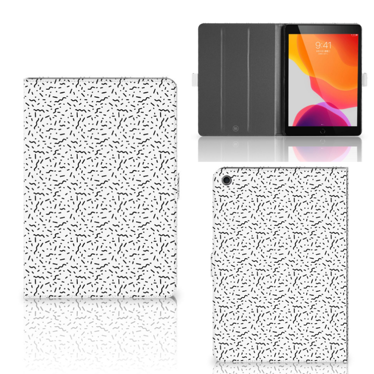 Tablet Hoes Stripes Dots - collage met voor-, achter- en binnenkant