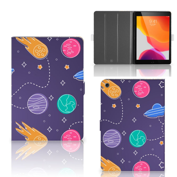 Tablet Hoes met standaard Space - collage met voor-, achter- en binnenkant