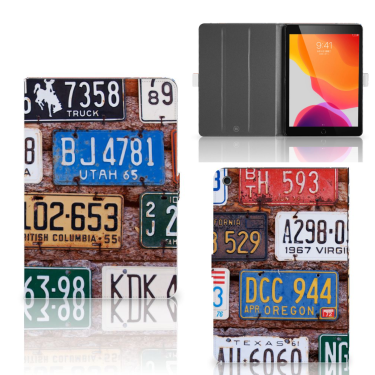 Tablet Hoesje met foto Kentekenplaten - collage met voor-, achter- en binnenkant