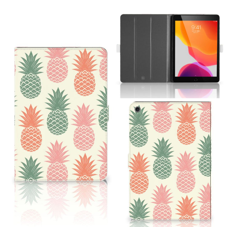 Tablet Stand Case Ananas - collage met voor-, achter- en binnenkant