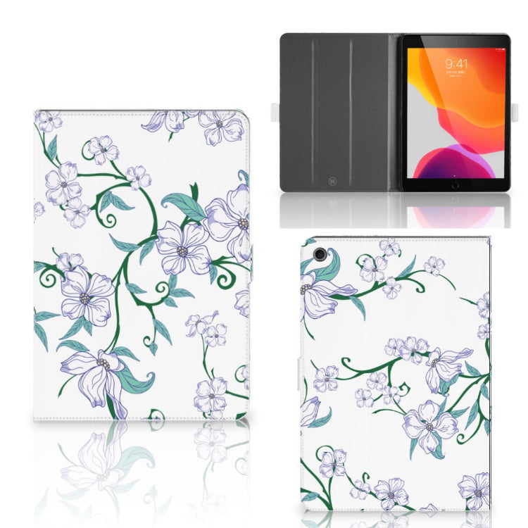 Uniek Tablet Cover Blossom White - collage met voor-, achter- en binnenkant