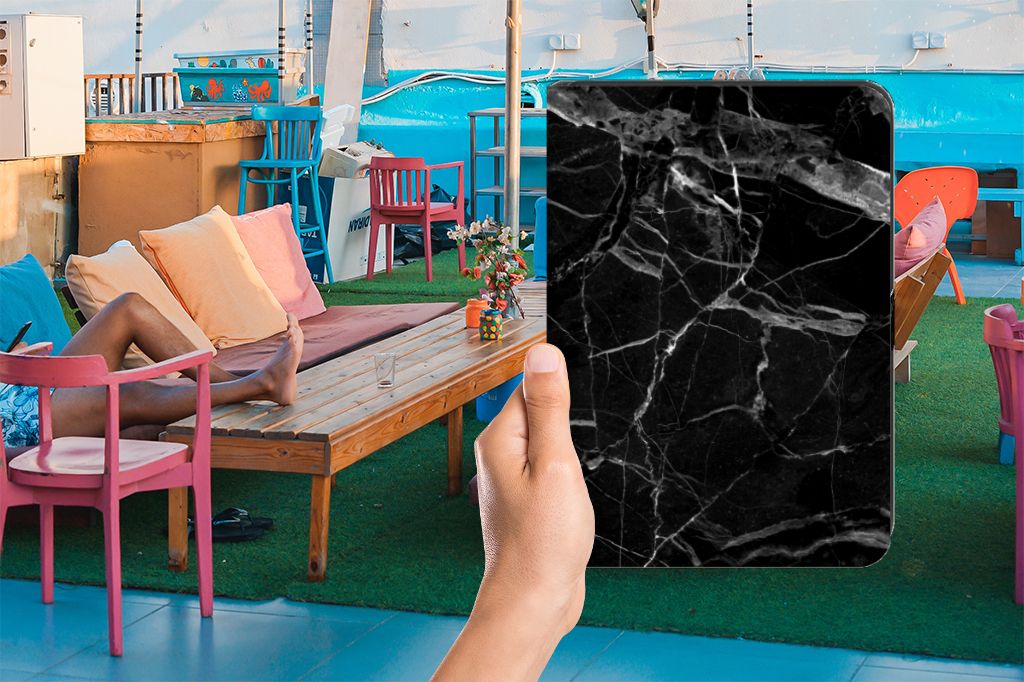 iPad (2022) 10.9 Leuk Tablet hoesje Marmer Zwart - Origineel Cadeau Vader