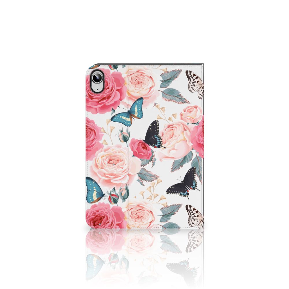 iPad (2022) 10.9 Tablet Cover Butterfly Roses achterkant
