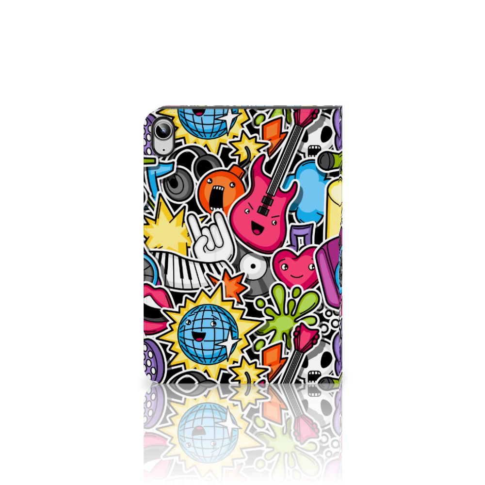 iPad (2022) 10.9 Tablet Hoes met standaard Punk Rock design kleurrijk aanzicht