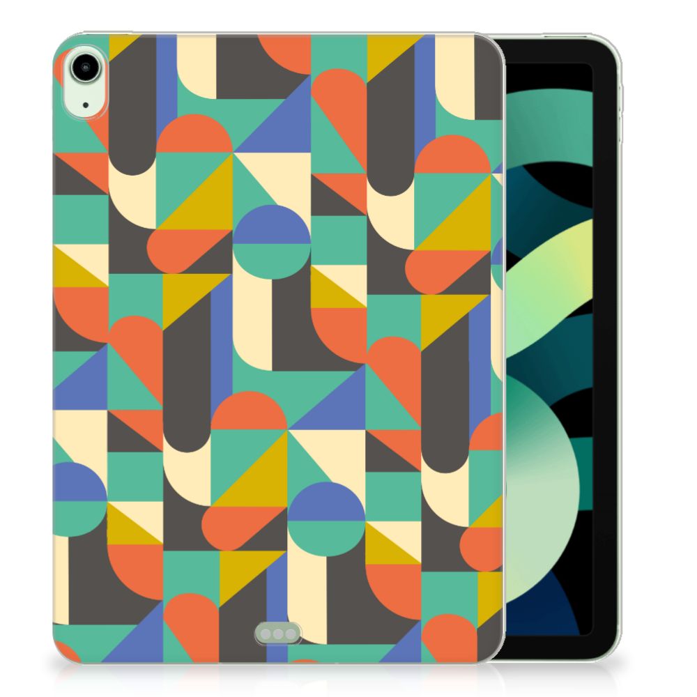 iPad Air (2020/2022) 10.9 inch Hippe Hoes Funky Retro met vrolijk geometrisch design en kleurrijke patronen.