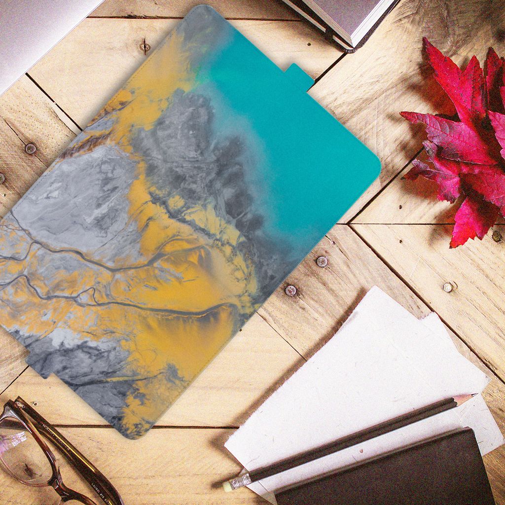 iPad Air (2020/2022) 10.9 inch Leuk Tablet hoesje Marble Blue Gold