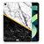 iPad Air marmer tablet hoes met zwart-wit marmer design en gouden accent voor stijlvolle bescherming.