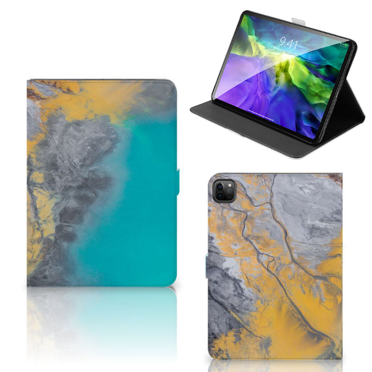 iPad Pro 11 2020/2021/2022 Leuk Tablet hoesje Marble Blue Gold