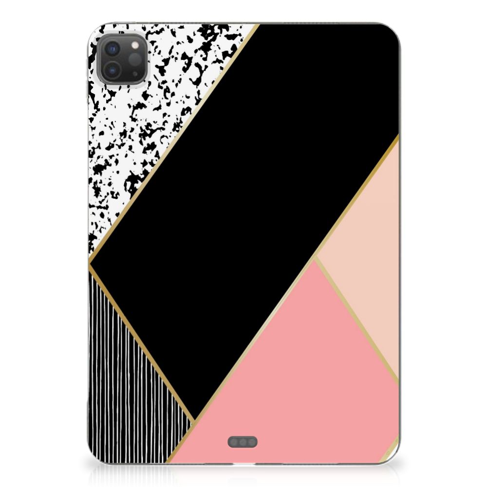 iPad Pro 11 (2024) Back Cover Zwart Roze Vormen design roze zwart vlakken