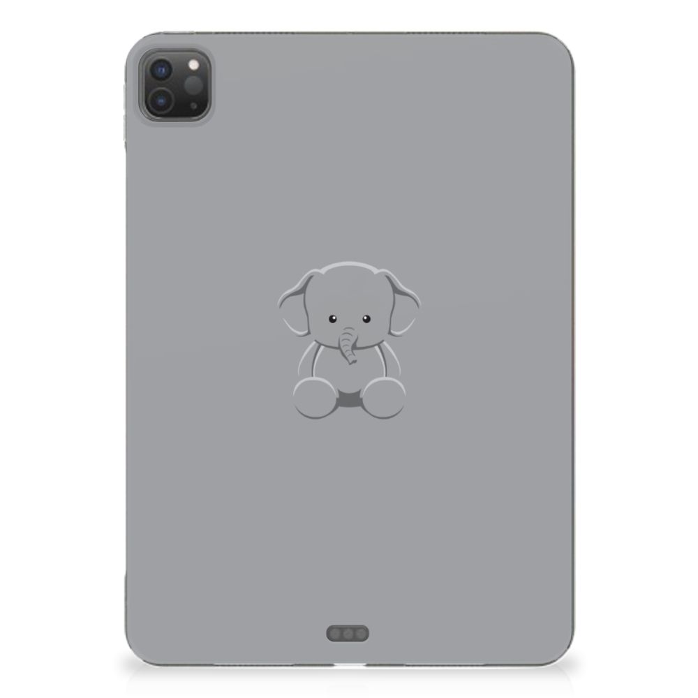 iPad Pro 11 (2024) Tablet Back Cover Grijs Baby Olifant achterzijde