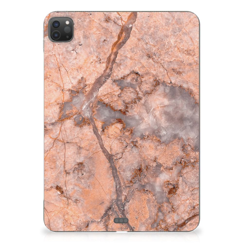 iPad Pro 11 (2024) Tablet Back Cover Marmer Oranje achterkant marmerdesign