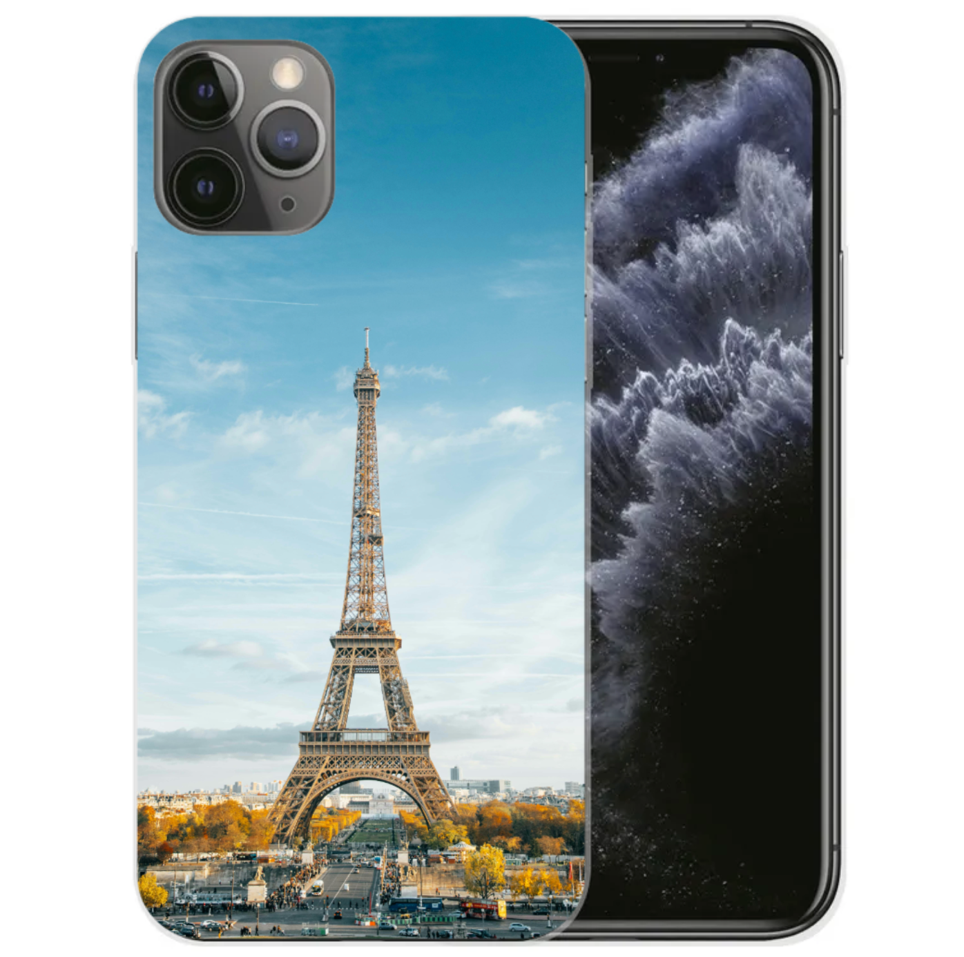 iPhone 11 Pro Hoesje β transparant TPU β zelf ontwerpen Eiffel Tower design voorkant