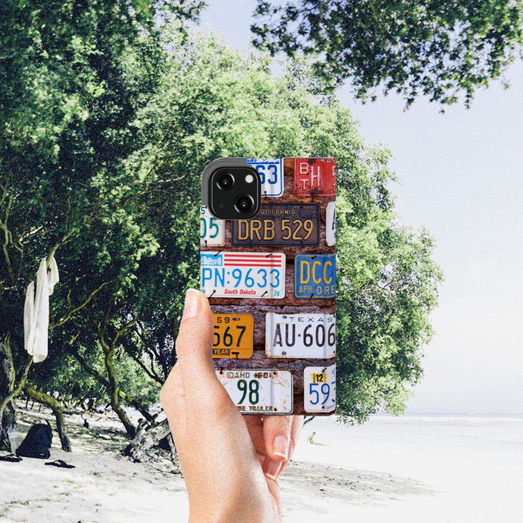 iPhone 13 Stand Case Kentekenplaten smartphone design met kentekenplaten aanzicht