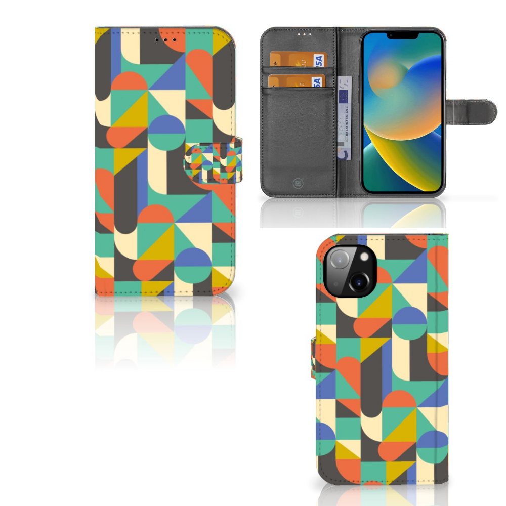 iPhone 14 Plus Telefoon Hoesje Funky Retro telefoonhoesje funky retro design voorkant zijkant