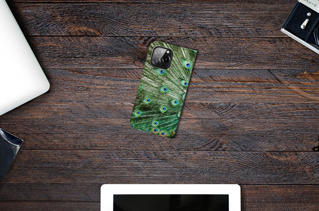iPhone 14 Pro Max Hoesje maken Pauw hoesje pauw design bovenaanzicht