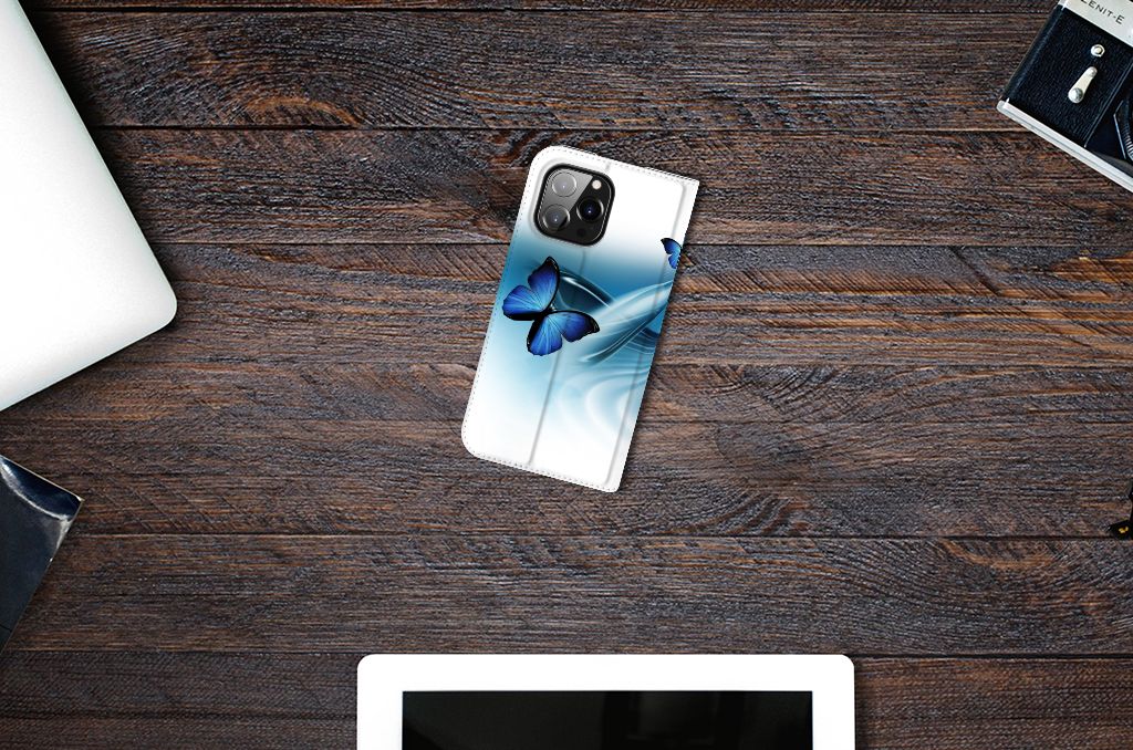 iPhone 14 Pro Max Hoesje maken Vlinders design blauw vlinder aanzicht