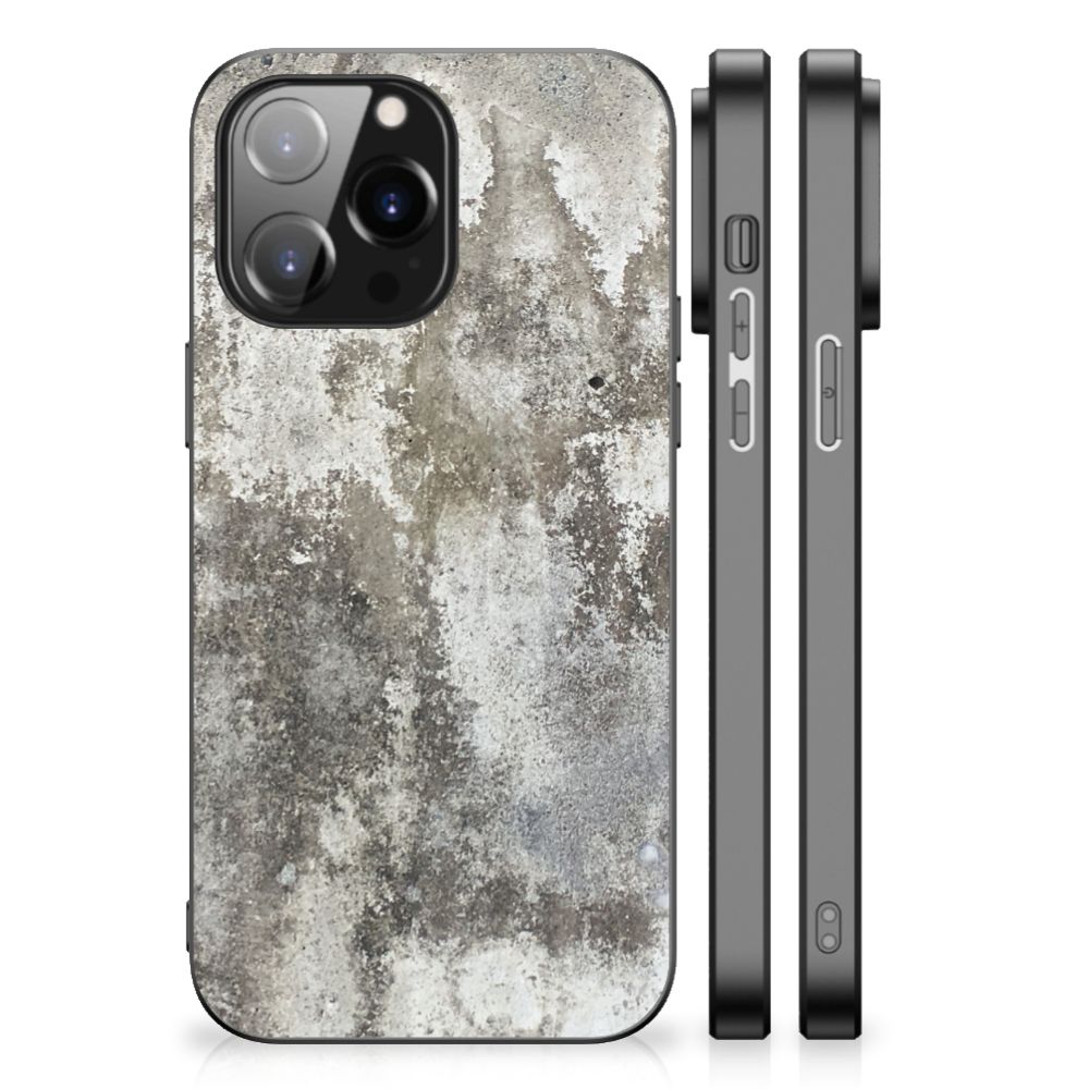 Apple iPhone 14 Pro Max Marmeren Print Telefoonhoesje Beton Print design stenen print achterkant