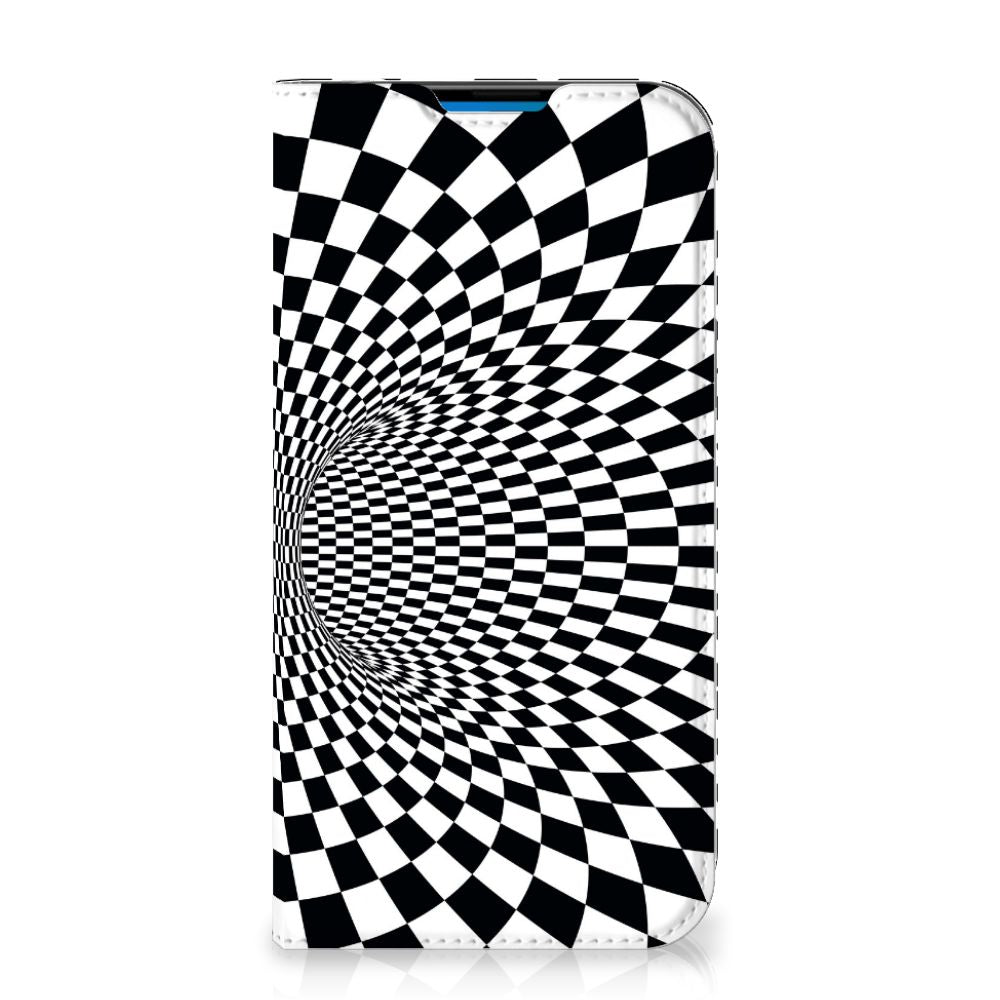 iPhone 14 Pro Max Stand Case Illusie design checkered zwart wit